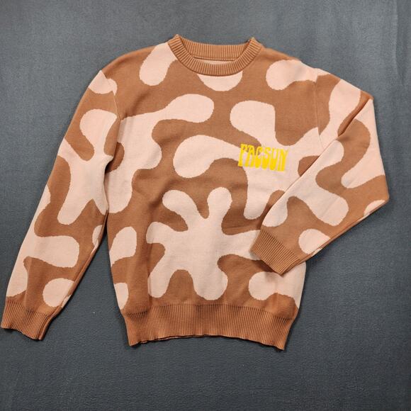 Pacsun Womens Sweater Small Pink Brown Camo Abstract Crewneck Stretch Preppy - Picture 13 of 15